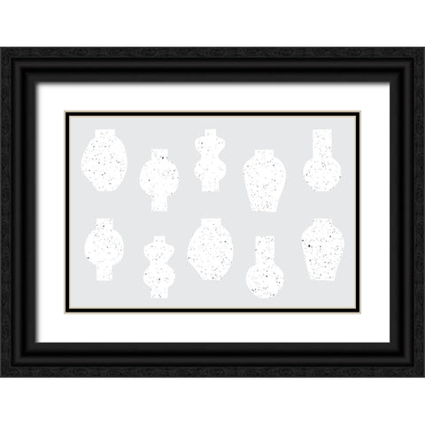 Abstract Vases White Black Ornate Wood Framed Art Print with Double Matting by Uplusmestudio