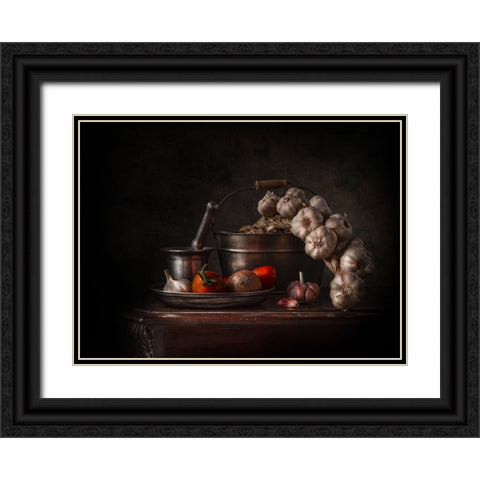 Daily Black Ornate Wood Framed Art Print with Double Matting by Perfoncio, Margareth