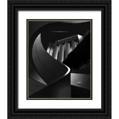 Pan Pacific Nightview Black Ornate Wood Framed Art Print with Double Matting by Zeng, Jiahong