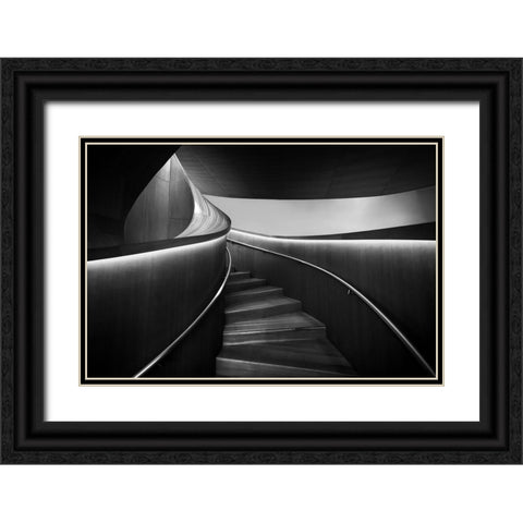 Stairs 3 Black Ornate Wood Framed Art Print with Double Matting by Zhou, Steven