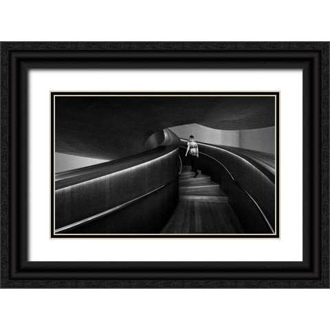 Stairs 7 Black Ornate Wood Framed Art Print with Double Matting by Zhou, Steven
