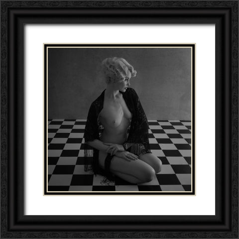 Blonde On The Tiles Black Ornate Wood Framed Art Print with Double Matting by Brackstone, Mel