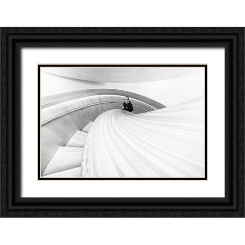 Stairs 8 Black Ornate Wood Framed Art Print with Double Matting by Zhou, Steven