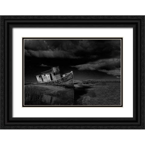 Shipwreck Black Ornate Wood Framed Art Print with Double Matting by Zeng, Jiahong