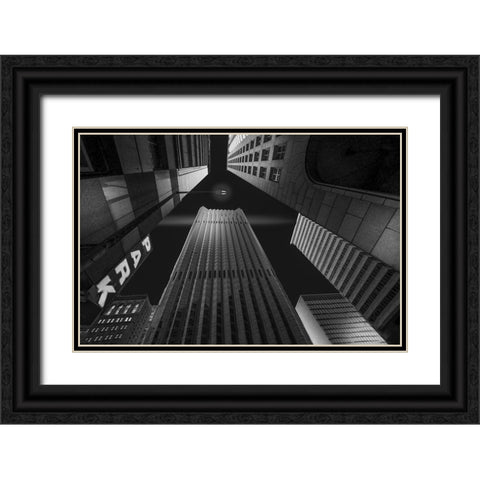 Skyscrapers-3 Black Ornate Wood Framed Art Print with Double Matting by Zeng, Jiahong