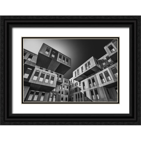 Tetris Black Ornate Wood Framed Art Print with Double Matting by Figueras, Antoni