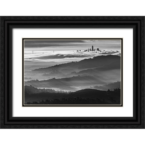 Dream City Black Ornate Wood Framed Art Print with Double Matting by Mao, Yun