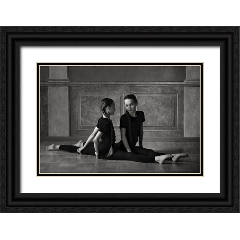Twins Black Ornate Wood Framed Art Print with Double Matting by Kapsha, Eduards