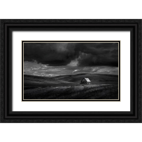 Rusty Hut Black Ornate Wood Framed Art Print with Double Matting by Huang, Lily