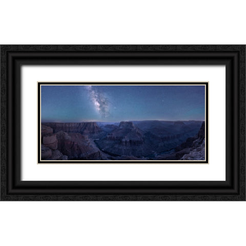 Grand Canyon And Milky Way Black Ornate Wood Framed Art Print with Double Matting by Wei, Willa