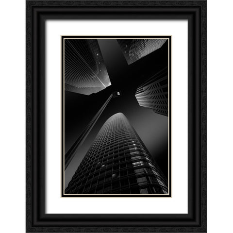 San Francisco Landmarks Black Ornate Wood Framed Art Print with Double Matting by Shu, Rong