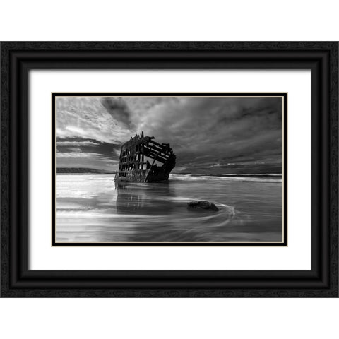 The Flowing Years Black Ornate Wood Framed Art Print with Double Matting by Shi, Mei