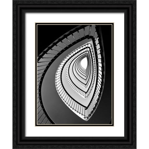BLACK TEARS Black Ornate Wood Framed Art Print with Double Matting by Cedron, Mabel