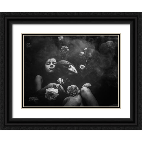 Children Of The Earth Black Ornate Wood Framed Art Print with Double Matting by Margau, Delphine