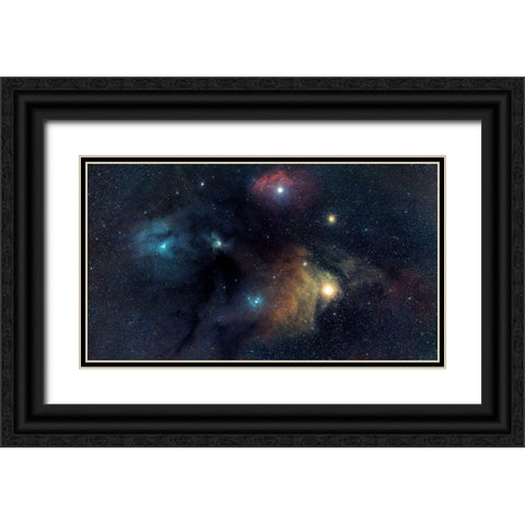 Rho Black Ornate Wood Framed Art Print with Double Matting by Taransohal