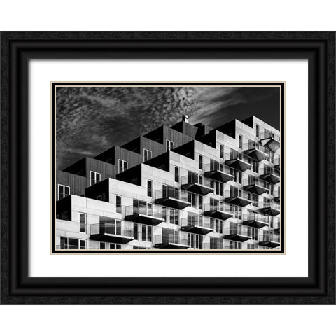 Blocks Black Ornate Wood Framed Art Print with Double Matting by Koer, Jaap