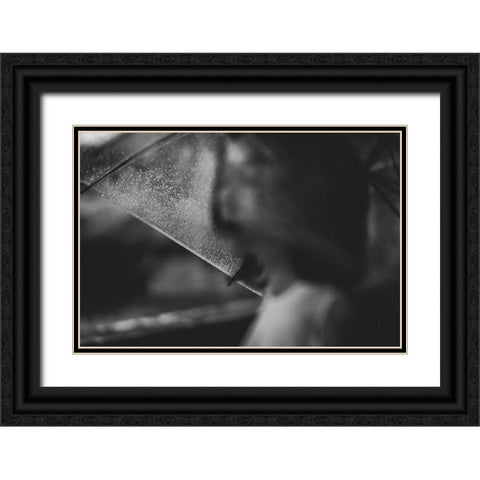 Rain Black Ornate Wood Framed Art Print with Double Matting by H112O1