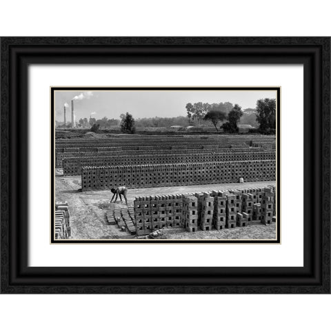 Working Alone In Brick Field Black Ornate Wood Framed Art Print with Double Matting by Das, Avishek