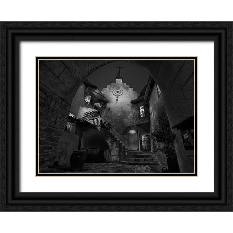 Normandy Village Black Ornate Wood Framed Art Print with Double Matting by Zeng, Jiahong