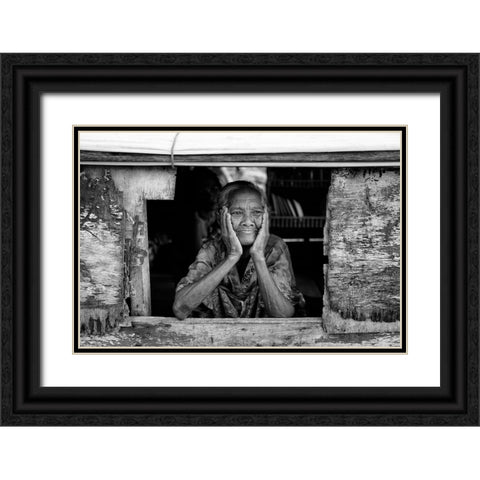 Boat Window Black Ornate Wood Framed Art Print with Double Matting by Long, Kieron