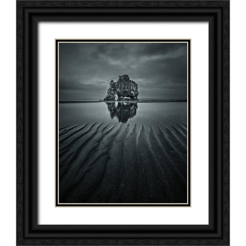 Hvitserkur Black Ornate Wood Framed Art Print with Double Matting by Guo, David