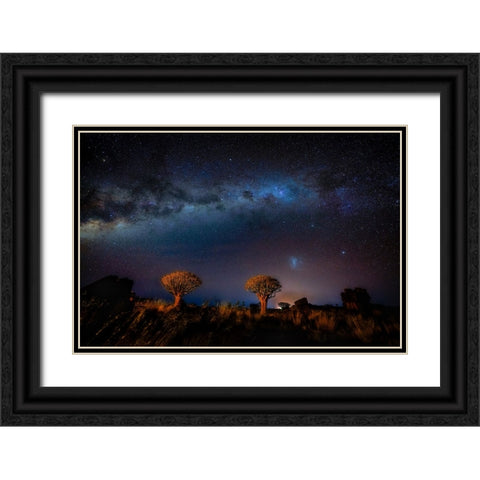 The Milky Way In Namibia Black Ornate Wood Framed Art Print with Double Matting by Li, Min