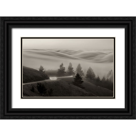 DrIVing With Fog Black Ornate Wood Framed Art Print with Double Matting by An, Anna
