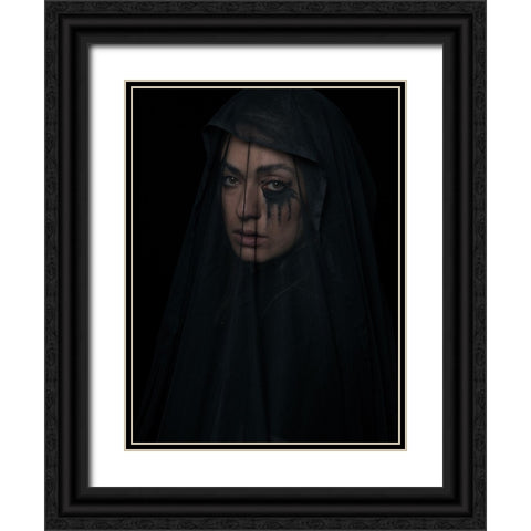 Pain Black Ornate Wood Framed Art Print with Double Matting by Nour Mohahammadi, Roya