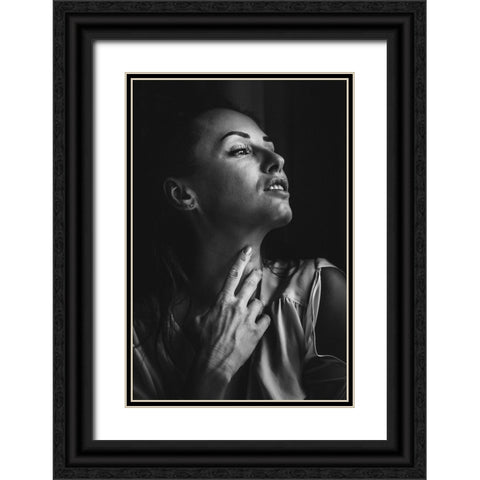 Touching Neck Black Ornate Wood Framed Art Print with Double Matting by Yamamoto, Eiji