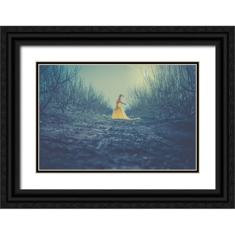 Winter Dance Black Ornate Wood Framed Art Print with Double Matting by Levy, Sharon