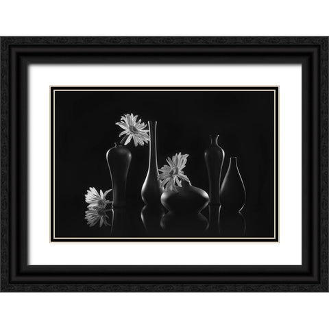 Daisy Melody Black Ornate Wood Framed Art Print with Double Matting by Jacobs, Lydia