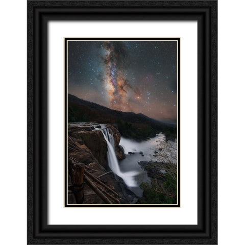 Athirapally Black Ornate Wood Framed Art Print with Double Matting by Chander, Vikas