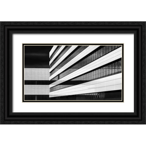 Industrial FaAsade | Receding Lines Black Ornate Wood Framed Art Print with Double Matting by Ruckert, Stephan