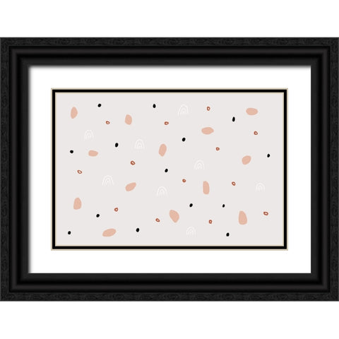 Happy Abstract Black Ornate Wood Framed Art Print with Double Matting by uplusmestudio
