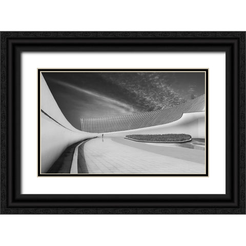 City Life Black Ornate Wood Framed Art Print with Double Matting by Xibiaohuang