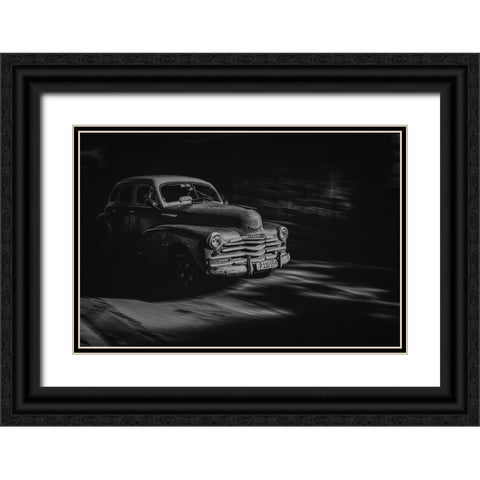Havana Street Black Ornate Wood Framed Art Print with Double Matting by Morishige, Koji