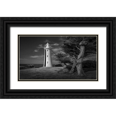 Mersey Bluff Lighthouse Black Ornate Wood Framed Art Print with Double Matting by Papamanolis, Emanuel