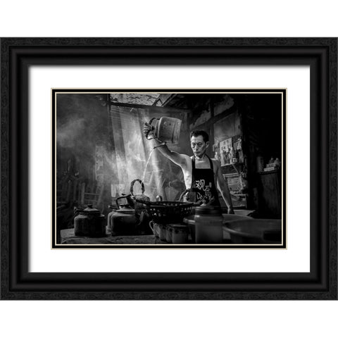 The Teahouse Black Ornate Wood Framed Art Print with Double Matting by Yu Wu, Irene