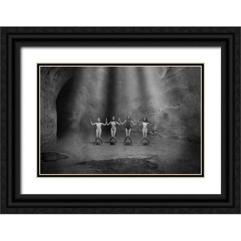 Ballet Black Ornate Wood Framed Art Print with Double Matting by Uhrin, Milan