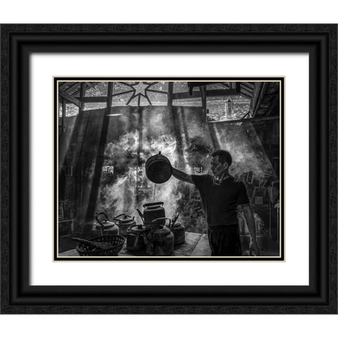 The Old Teahouse Black Ornate Wood Framed Art Print with Double Matting by Yu Wu, Irene