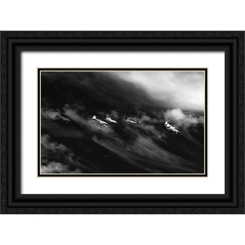 Flight On The Way Black Ornate Wood Framed Art Print with Double Matting by Wicklow, Jorgen