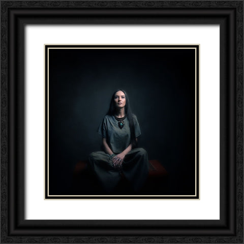 Persian Girl Black Ornate Wood Framed Art Print with Double Matting by Hasheminasab, Moein