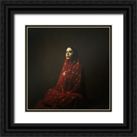 Persian Girl Black Ornate Wood Framed Art Print with Double Matting by Hasheminasab, Moein