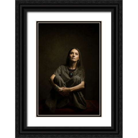 Persian Girl Black Ornate Wood Framed Art Print with Double Matting by Hasheminasab, Moein