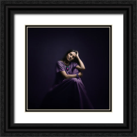 Persian Girl Black Ornate Wood Framed Art Print with Double Matting by Hasheminasab, Moein