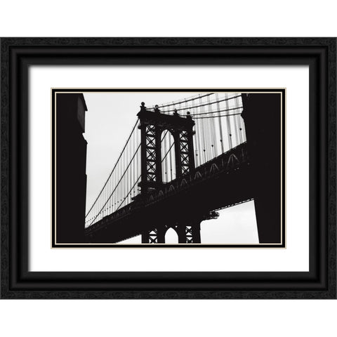 Manhattan Bridge Black Ornate Wood Framed Art Print with Double Matting by Martin, Rikard