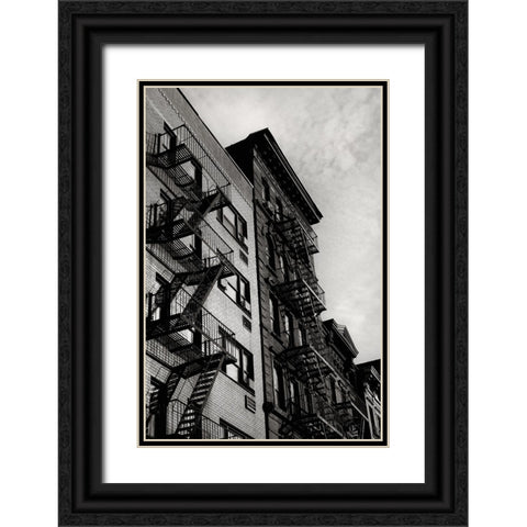 New York City Fire Escapes 05 Black Ornate Wood Framed Art Print with Double Matting by Martin, Rikard