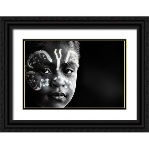 Girl Black Ornate Wood Framed Art Print with Double Matting by Strelok
