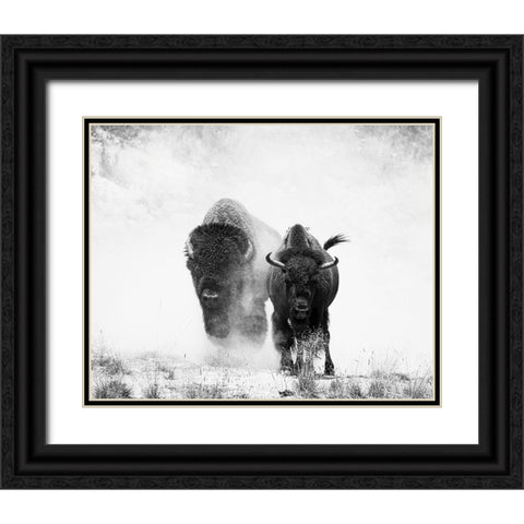 Couple Black Ornate Wood Framed Art Print with Double Matting by Yu, Wenjin