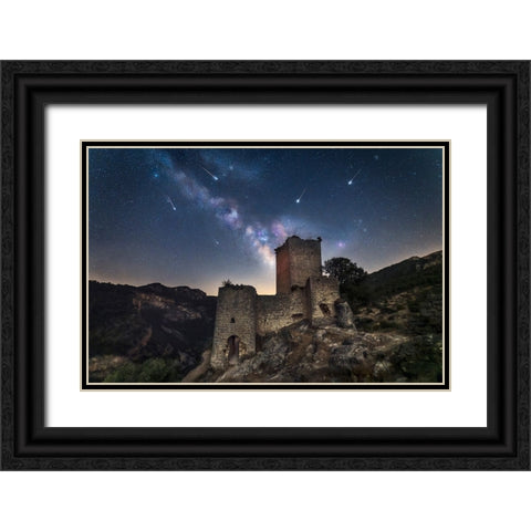 Una Lluvia De Estrellas... Black Ornate Wood Framed Art Print with Double Matting by Luis Seco, Juan